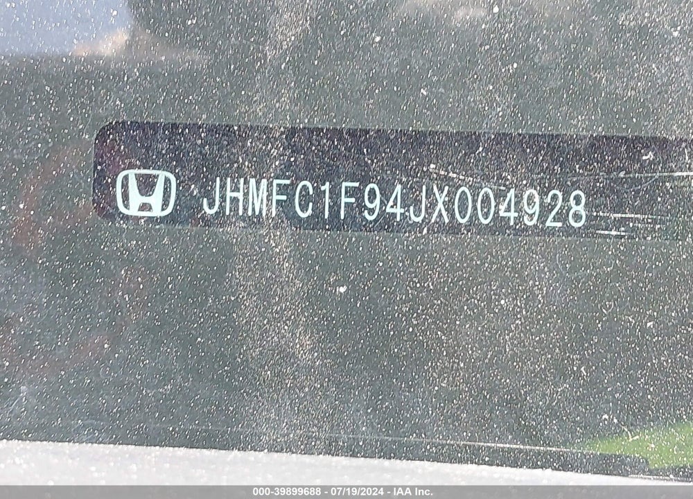 2018 HONDA CIVIC TOURING VIN: JHMFC1F94JX004928