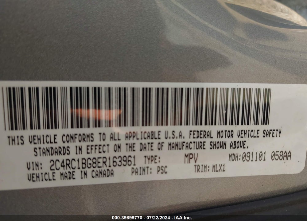 2014 CHRYSLER TOWN & COUNTRY VIN: 2C4RC1BG8ER163961