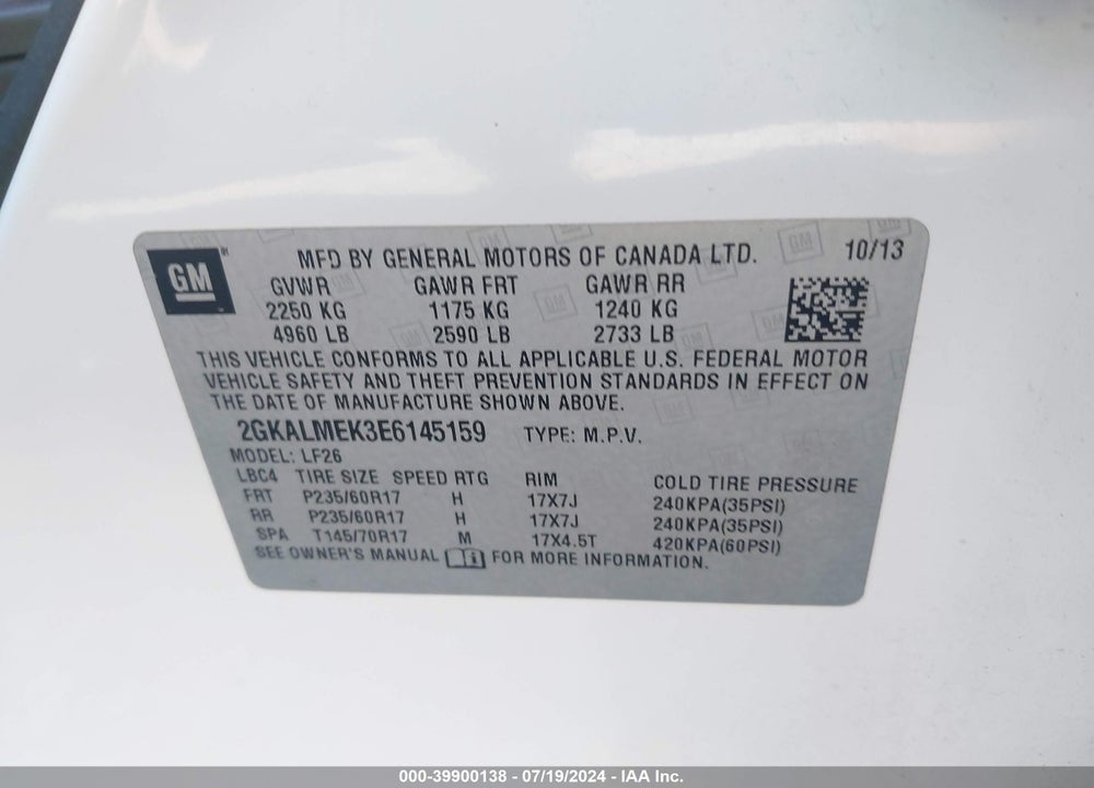 2014 GMC TERRAIN SLE-1 VIN: 2GKALMEK3E6145159