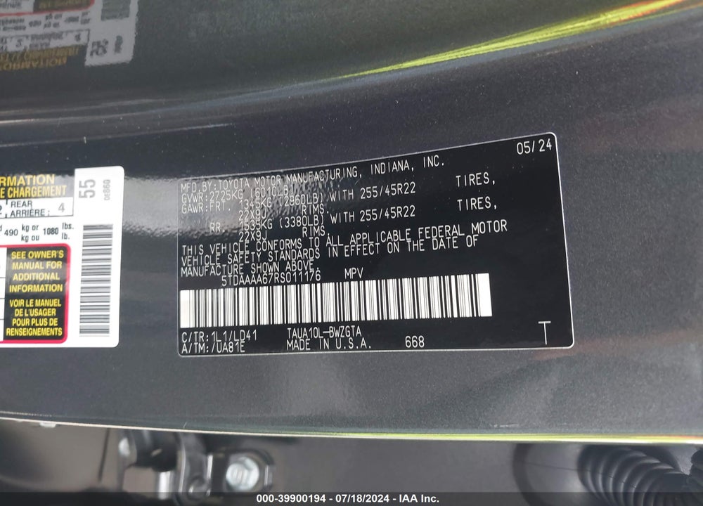 2024 LEXUS TX 350 LUXURY VIN: 5TDAAAA67RS011176