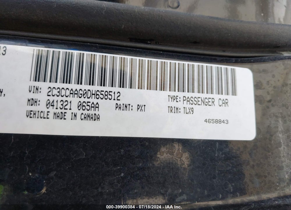 2013 CHRYSLER 300 MOTOWN VIN: 2C3CCAAG0DH658512