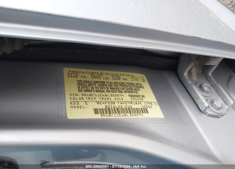 2008 NISSAN VERSA 1.8S VIN: 3N1BC11E68L352274