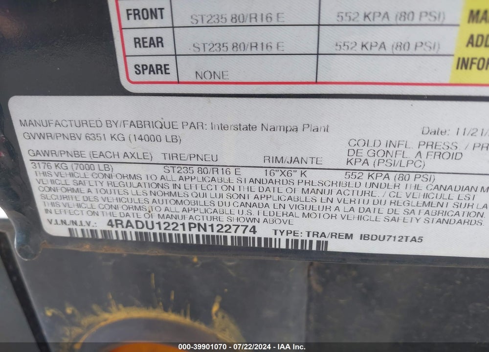2023 INTERSTATE WEST --- VIN: 4RADU1221PN122774