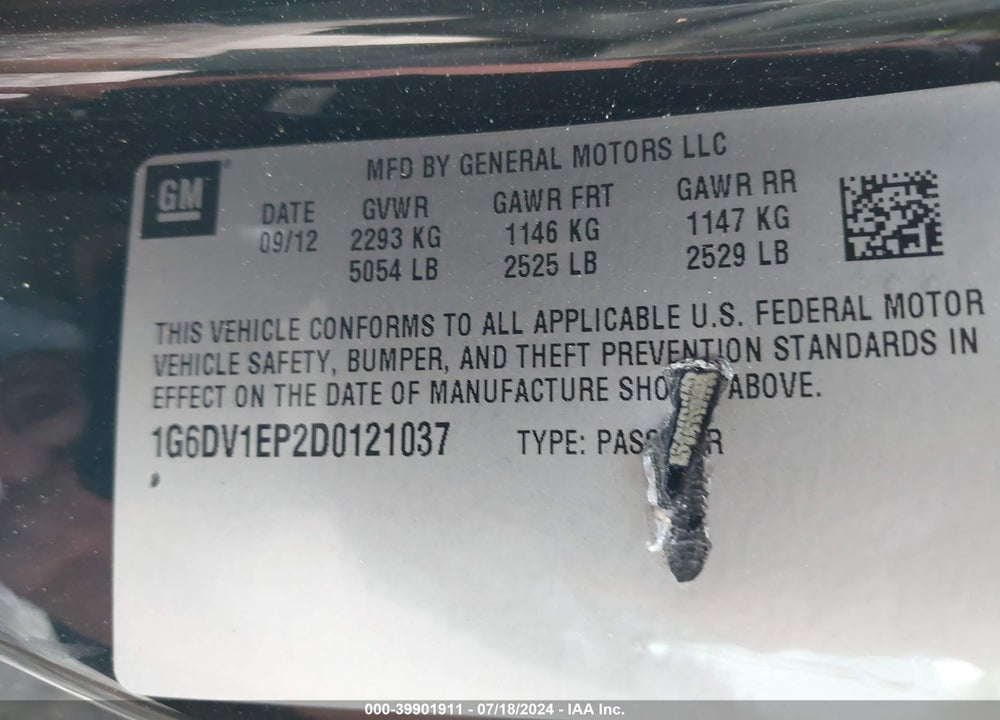 2013 CADILLAC CTS-V VIN: 1G6DV1EP2D0121037