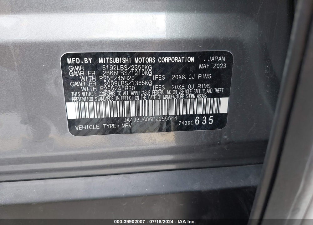 2023 MITSUBISHI OUTLANDER SE 2.5 2WD VIN: JA4J3UA86PZ055544