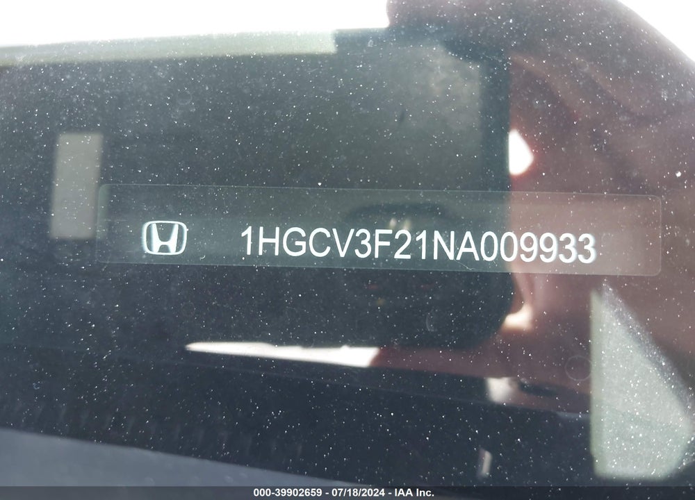 2022 HONDA ACCORD HYBRID SPORT VIN: 1HGCV3F21NA009933