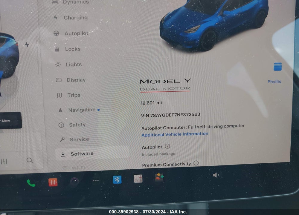 2022 TESLA MODEL Y PERFORMANCE DUAL MOTOR ALL-WHEEL DRIVE VIN: 7SAYGDEF7NF372563