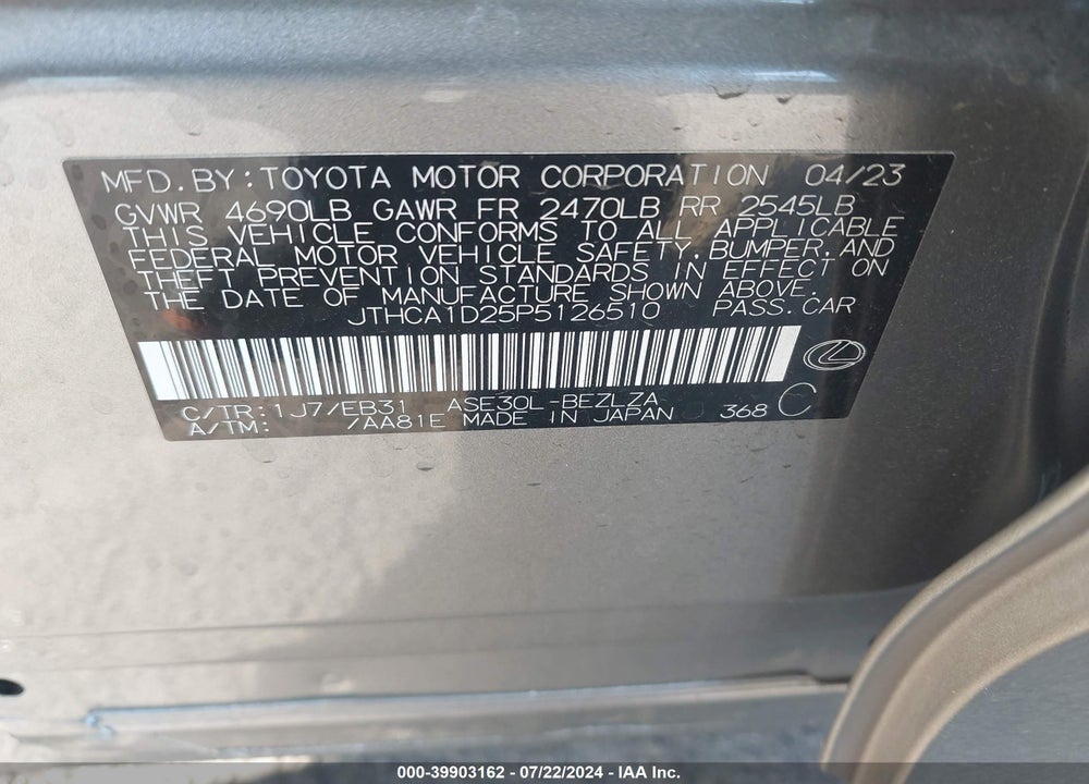 2023 LEXUS IS 300 VIN: JTHCA1D25P5126510
