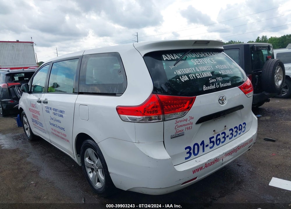 2014 TOYOTA SIENNA L V6 7 PASSENGER VIN: 5TDZK3DC3ES447708
