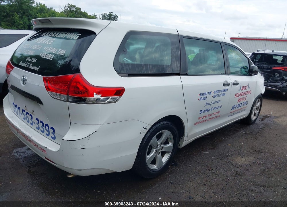 2014 TOYOTA SIENNA L V6 7 PASSENGER VIN: 5TDZK3DC3ES447708