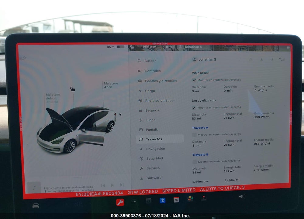 2020 TESLA MODEL 3 VIN: 5YJ3E1EA4LF802434