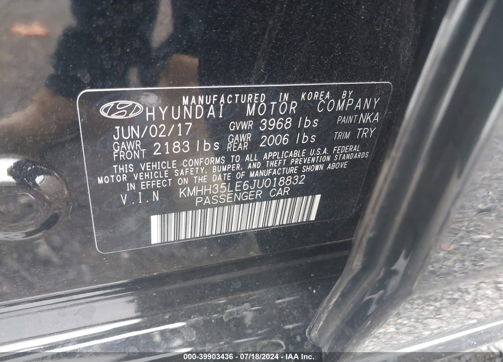 2018 HYUNDAI ELANTRA GT VIN: KMHH35LE6JU018832