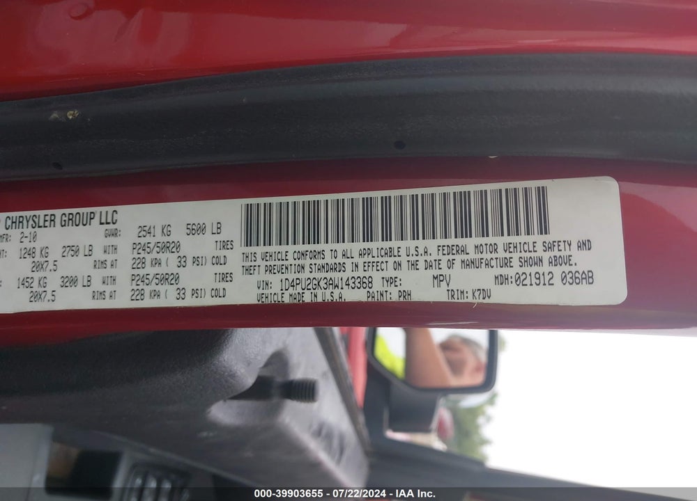 2010 DODGE NITRO SE VIN: 1D4PU2GK3AW143368