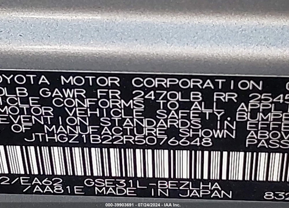2024 LEXUS IS 350 F-SPORT VIN: JTHGZ1B22R5076648
