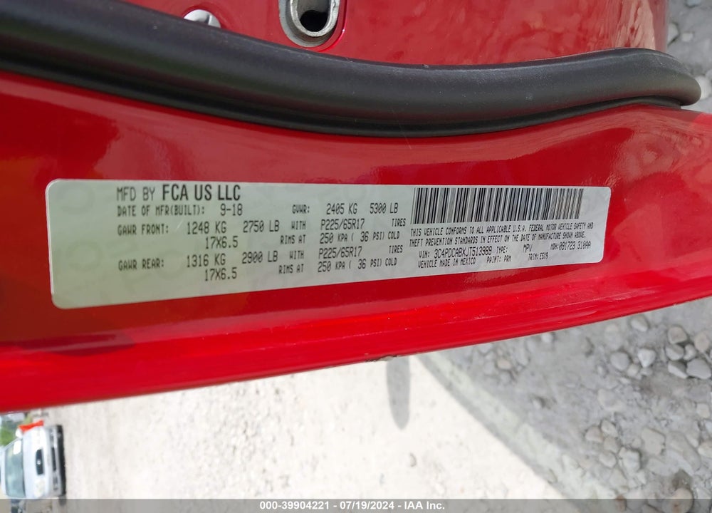 2018 DODGE JOURNEY SE VIN: 3C4PDCABXJT513989