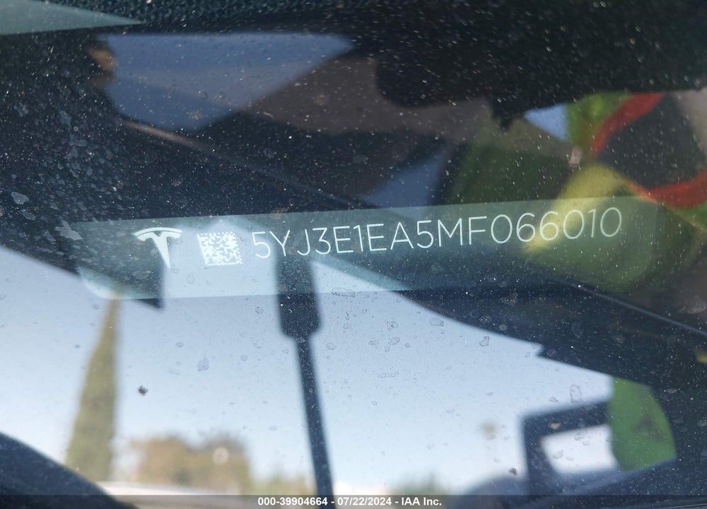 2021 TESLA MODEL 3 STANDARD RANGE PLUS REAR-WHEEL DRIVE VIN: 5YJ3E1EA5MF066010