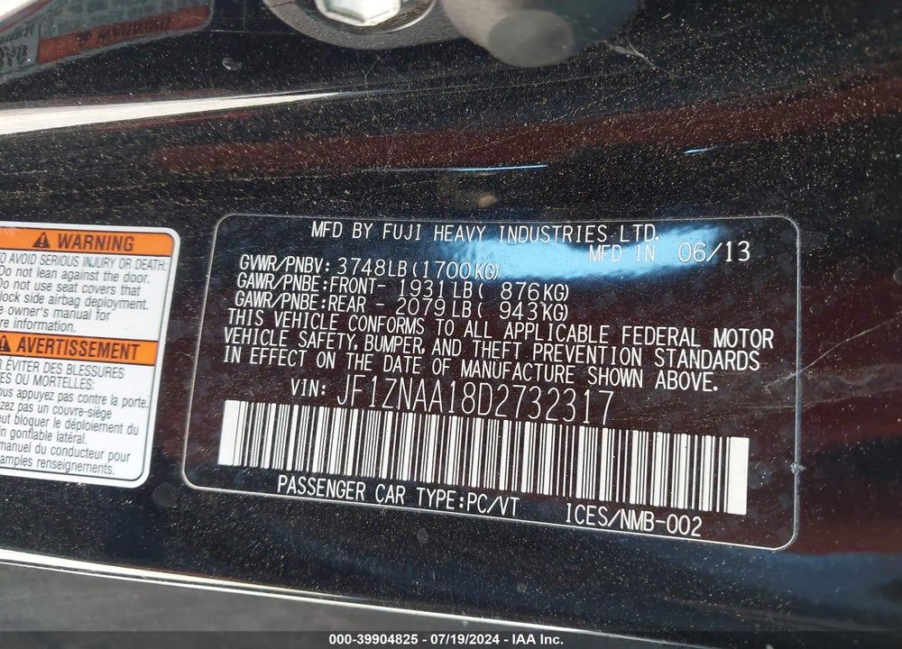 2013 SCION FR-S VIN: JF1ZNAA18D2732317