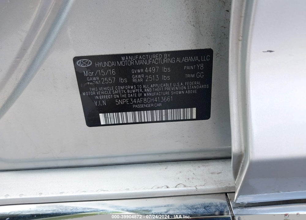 2016 HYUNDAI SONATA SPORT VIN: 5NPE34AF8GH413661