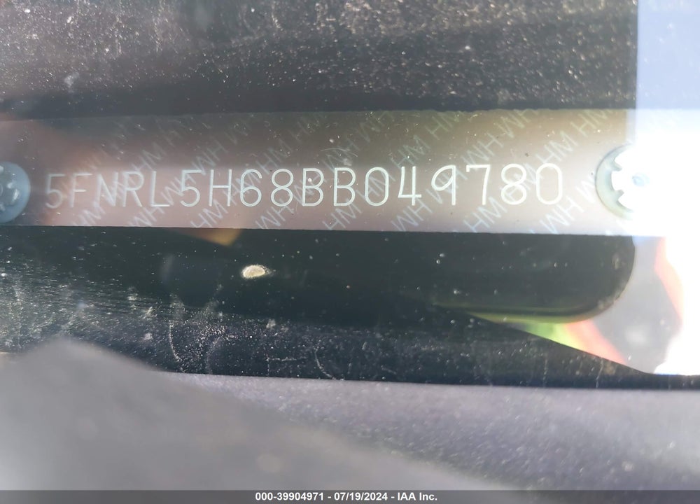 2011 HONDA ODYSSEY EX-L VIN: 5FNRL5H68BB049780