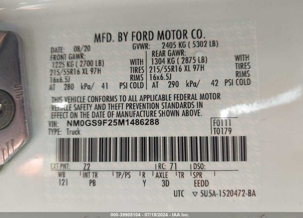 2021 FORD TRANSIT CONNECT XLT PASSENGER VIN: NM0GS9F25M1486288