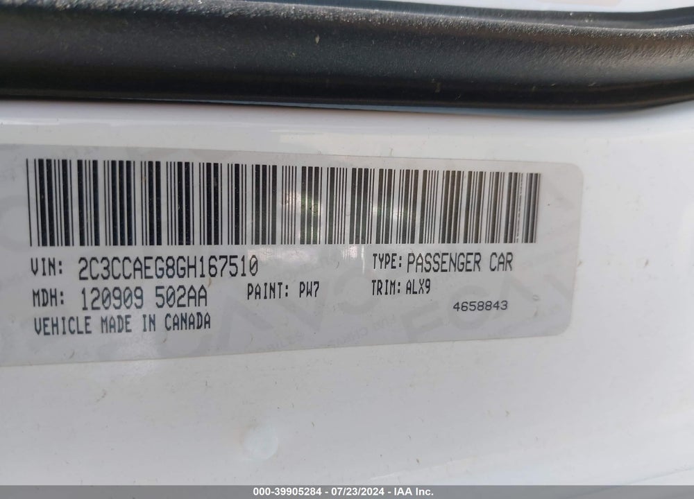 2016 CHRYSLER 300C VIN: 2C3CCAEG8GH167510
