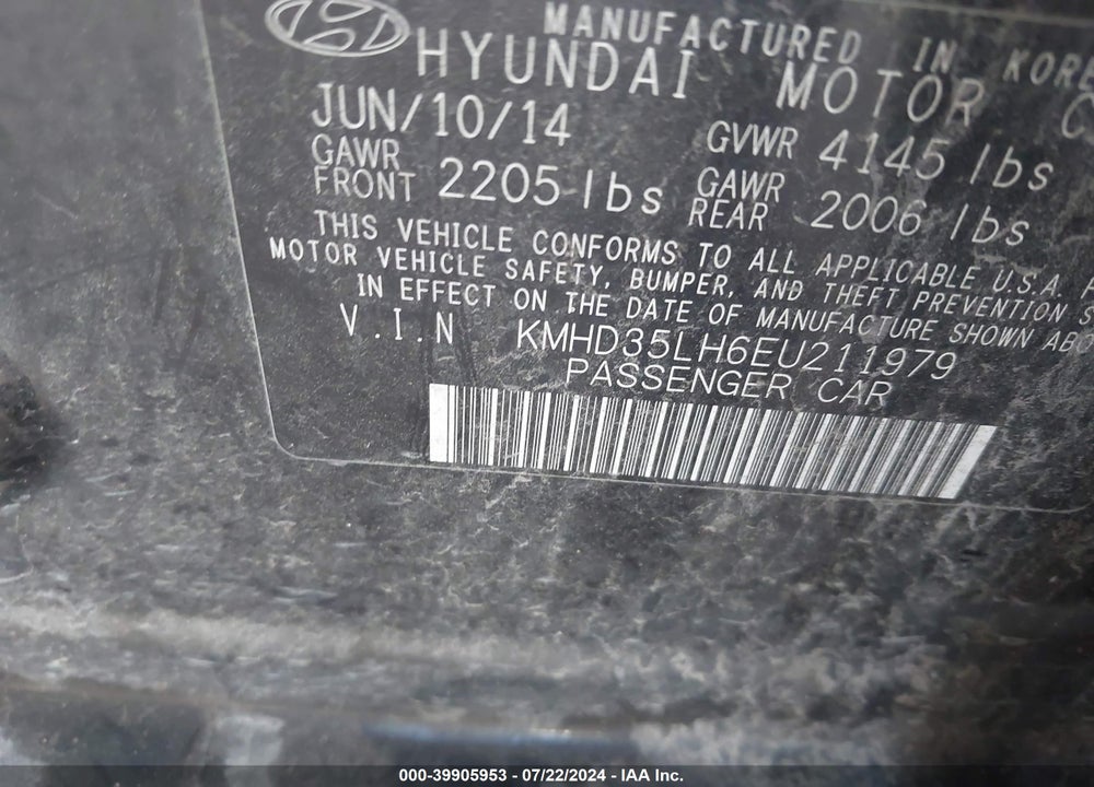 2014 HYUNDAI ELANTRA GT VIN: KMHD35LH6EU211979