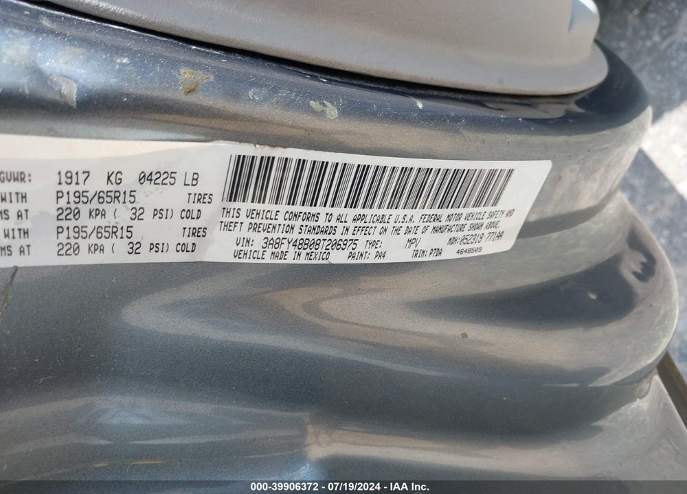 2008 CHRYSLER PT CRUISER LX VIN: 3A8FY48B08T206975