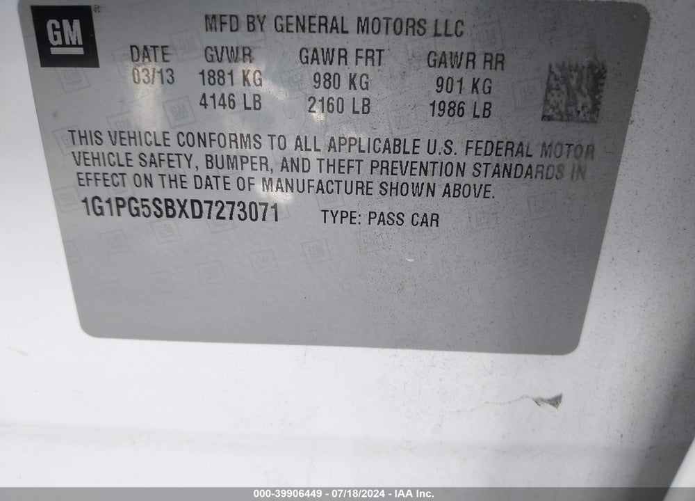 2013 CHEVROLET CRUZE LTZ VIN: 1G1PG5SBXD7273071