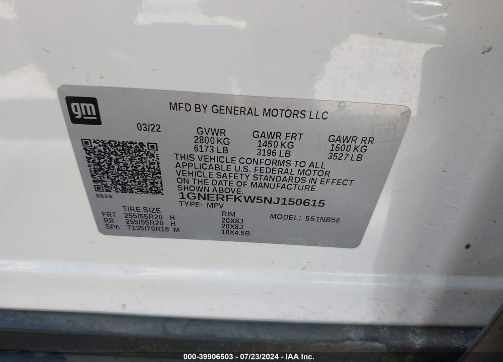 2022 CHEVROLET TRAVERSE FWD LS VIN: 1GNERFKW5NJ150615