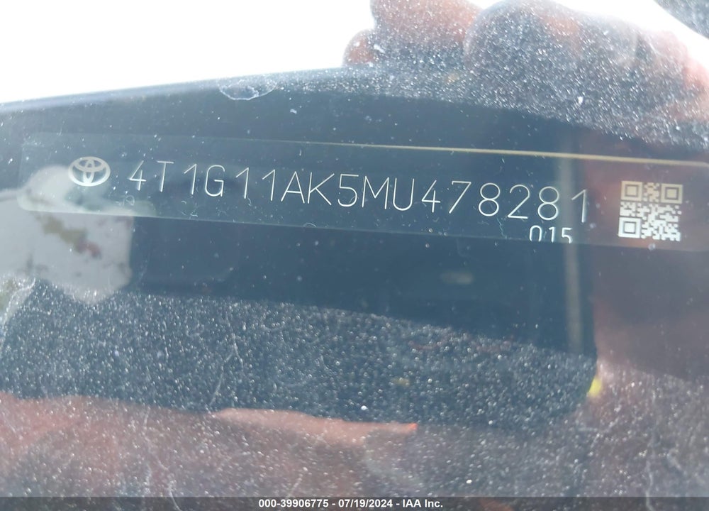 2021 TOYOTA CAMRY SE VIN: 4T1G11AK5MU478281