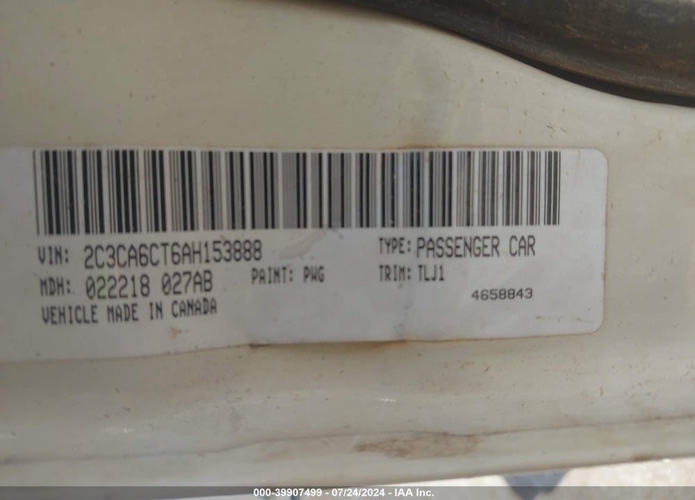 2010 CHRYSLER 300C HEMI VIN: 2C3CA6CT6AH153888
