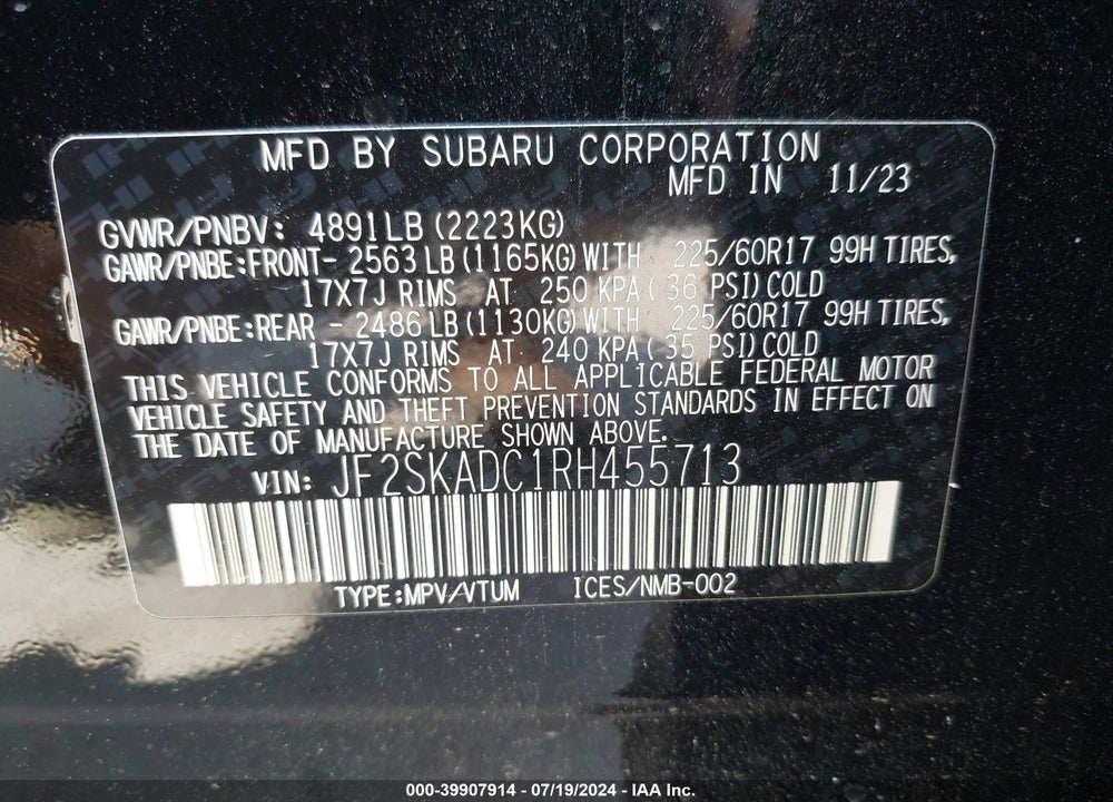 2024 SUBARU FORESTER PREMIUM VIN: JF2SKADC1RH455713