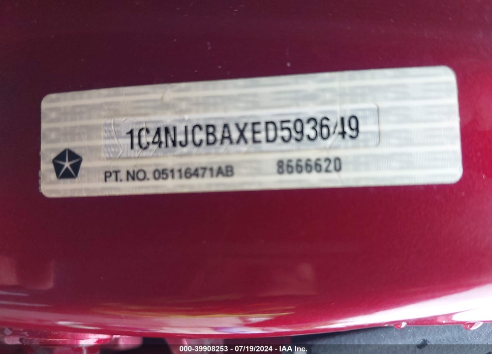 2014 JEEP COMPASS VIN: 1C4NJCBAXED593649