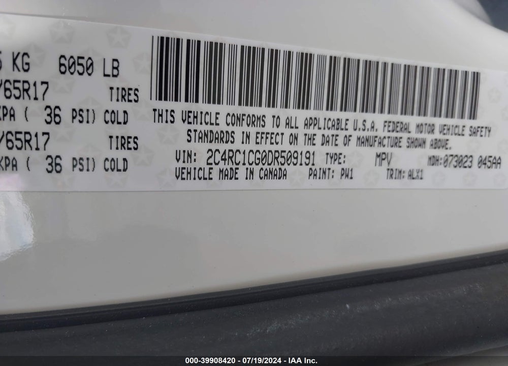 2013 CHRYSLER TOWN & COUNTRY TOURING-L VIN: 2C4RC1CG0DR509191