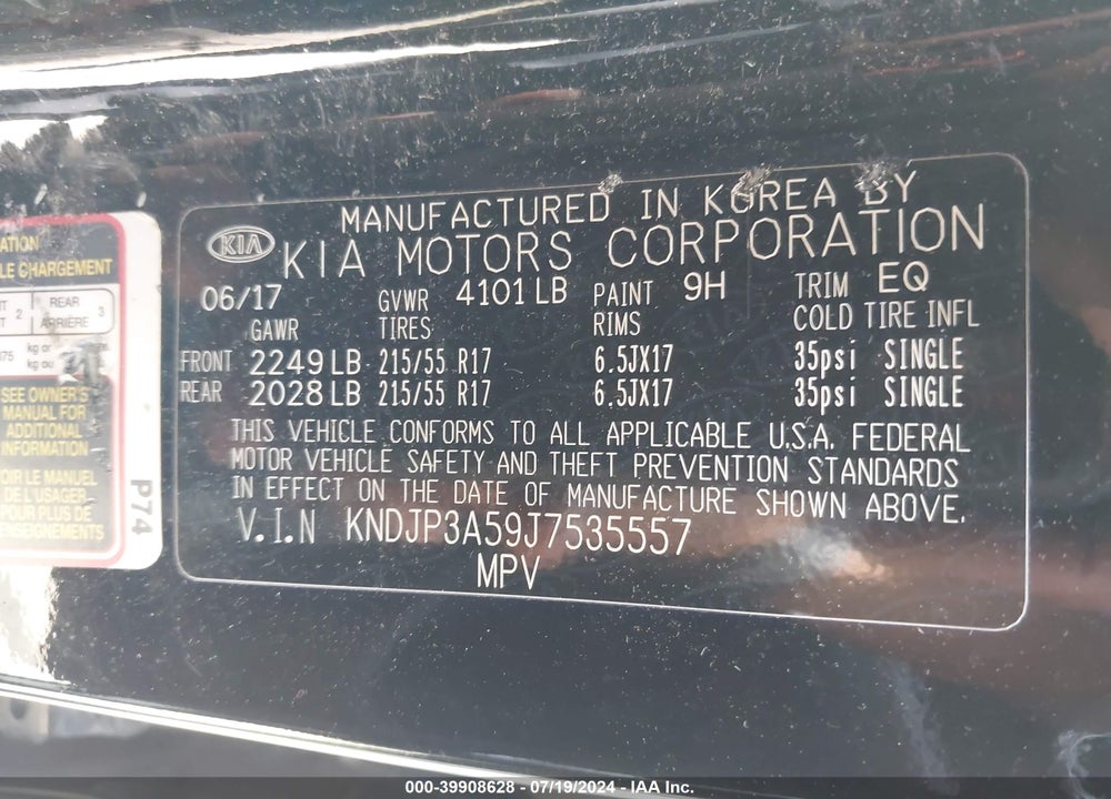 2018 KIA SOUL VIN: KNDJP3A59J7535557