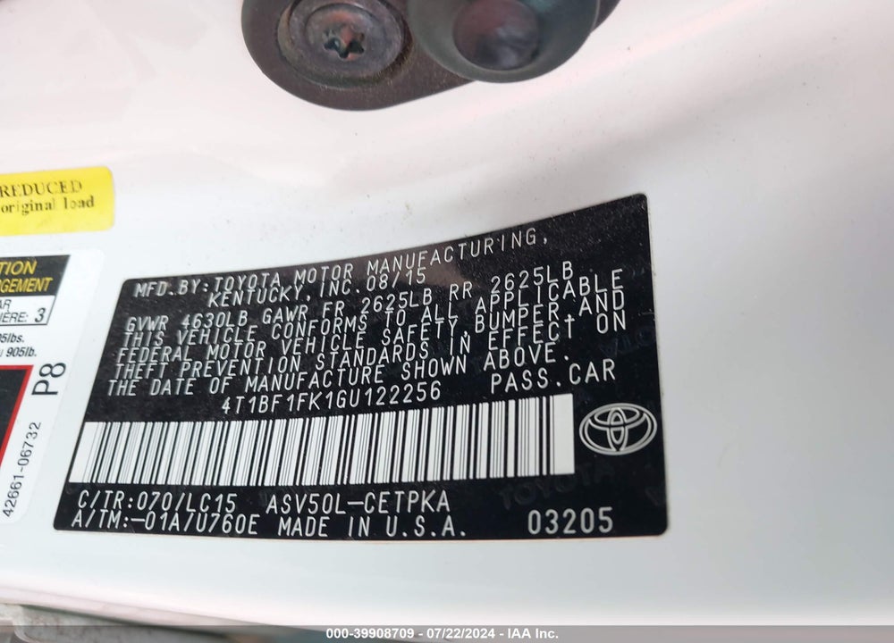 2016 TOYOTA CAMRY XSE VIN: 4T1BF1FK1GU122256