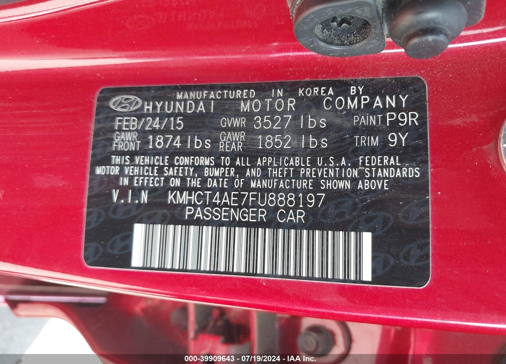 2015 HYUNDAI ACCENT GLS VIN: KMHCT4AE7FU888197