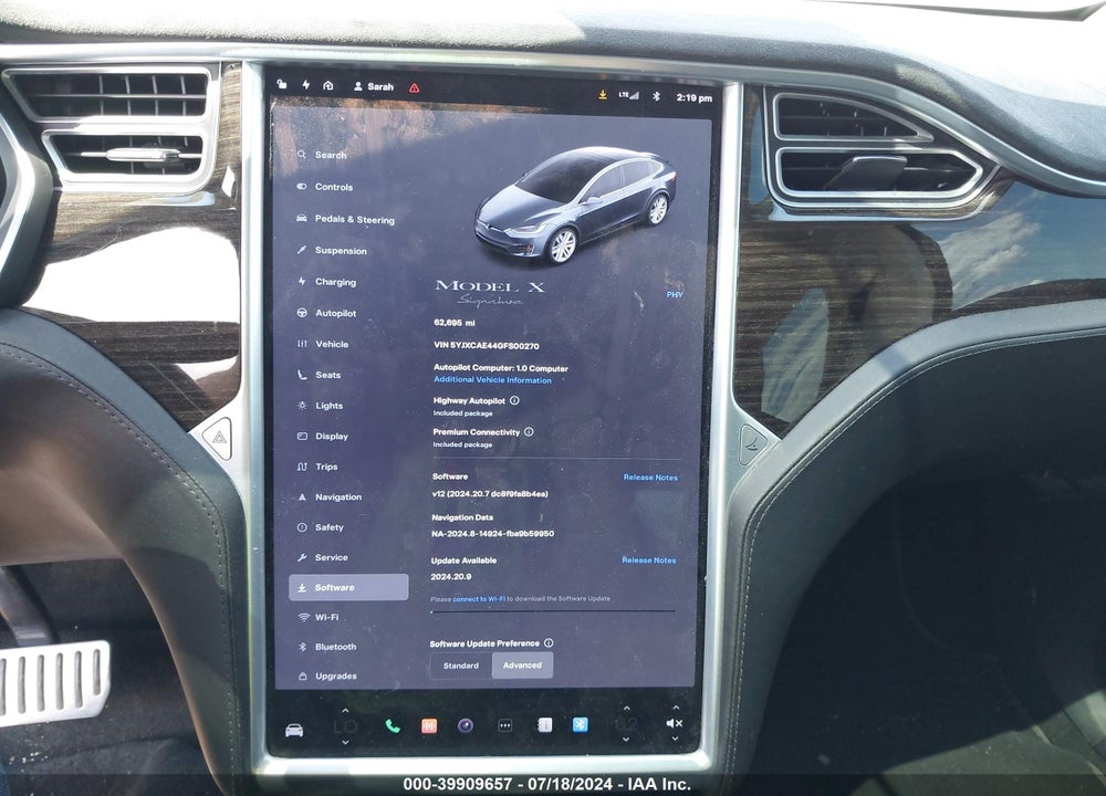 2016 TESLA MODEL X 60D/P100D/P90D VIN: 5YJXCAE44GFS00270