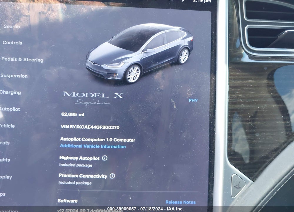 2016 TESLA MODEL X 60D/P100D/P90D VIN: 5YJXCAE44GFS00270