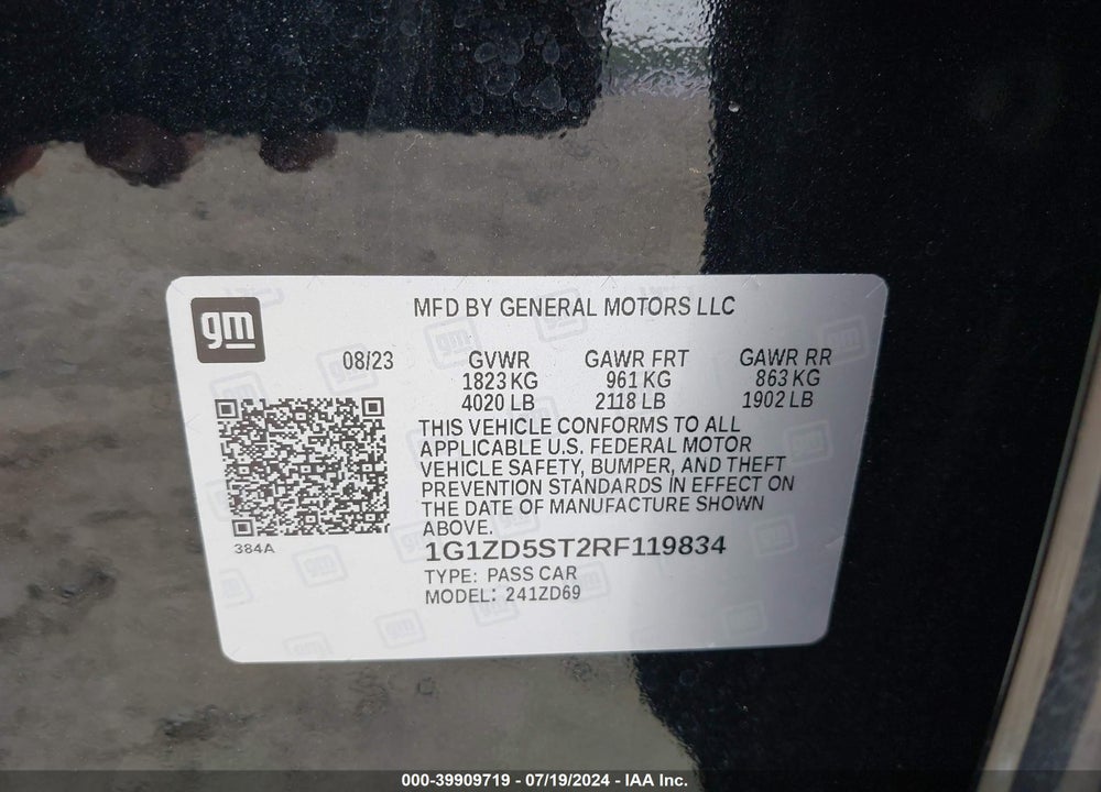 2024 CHEVROLET MALIBU LT VIN: 1G1ZD5ST2RF119834