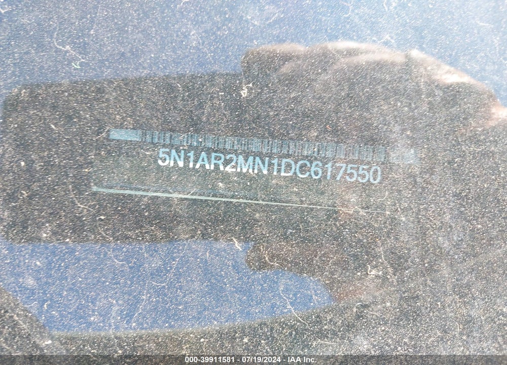 2013 NISSAN PATHFINDER S VIN: 5N1AR2MN1DC617550