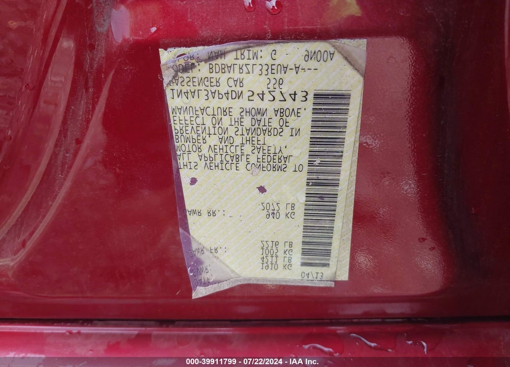 2013 NISSAN ALTIMA VIN: 1N4AL3AP4DN542743
