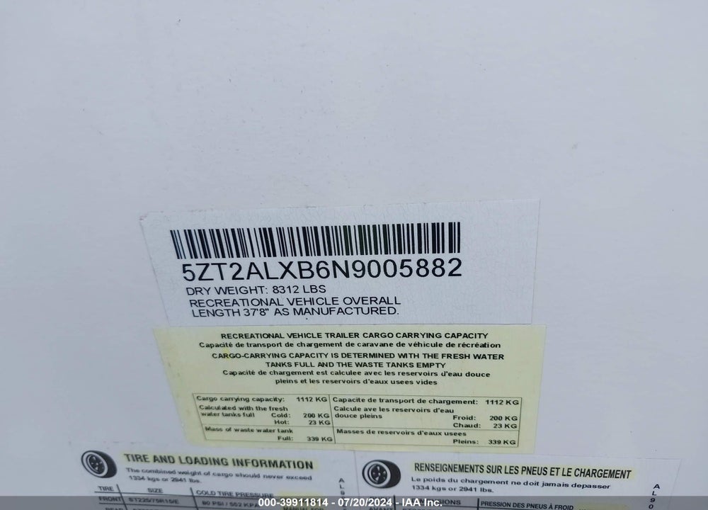 2022 ALTO OTHER VIN: 5ZT2ALXB6N9005882
