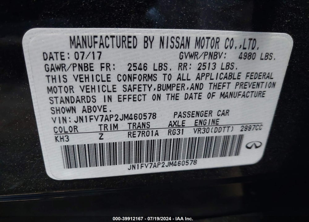 2018 INFINITI Q50 3.0T RED SPORT 400 VIN: JN1FV7AP2JM460578