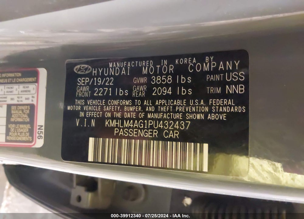 2023 HYUNDAI ELANTRA SEL VIN: KMHLM4AG1PU432437