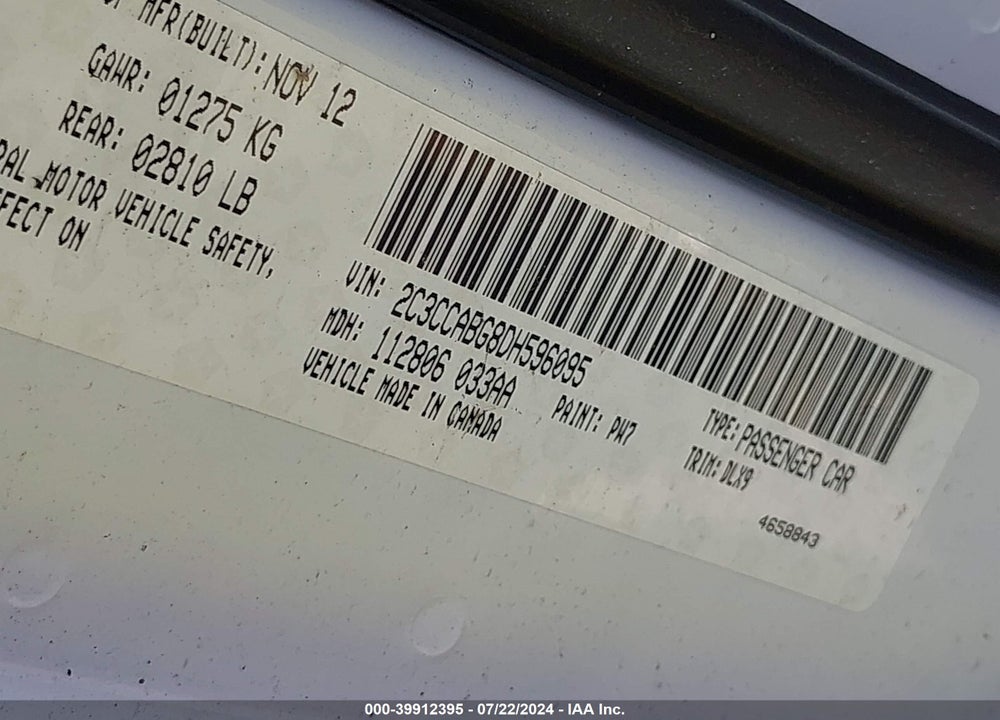 2013 CHRYSLER 300 300S VIN: 2C3CCABG8DH596095