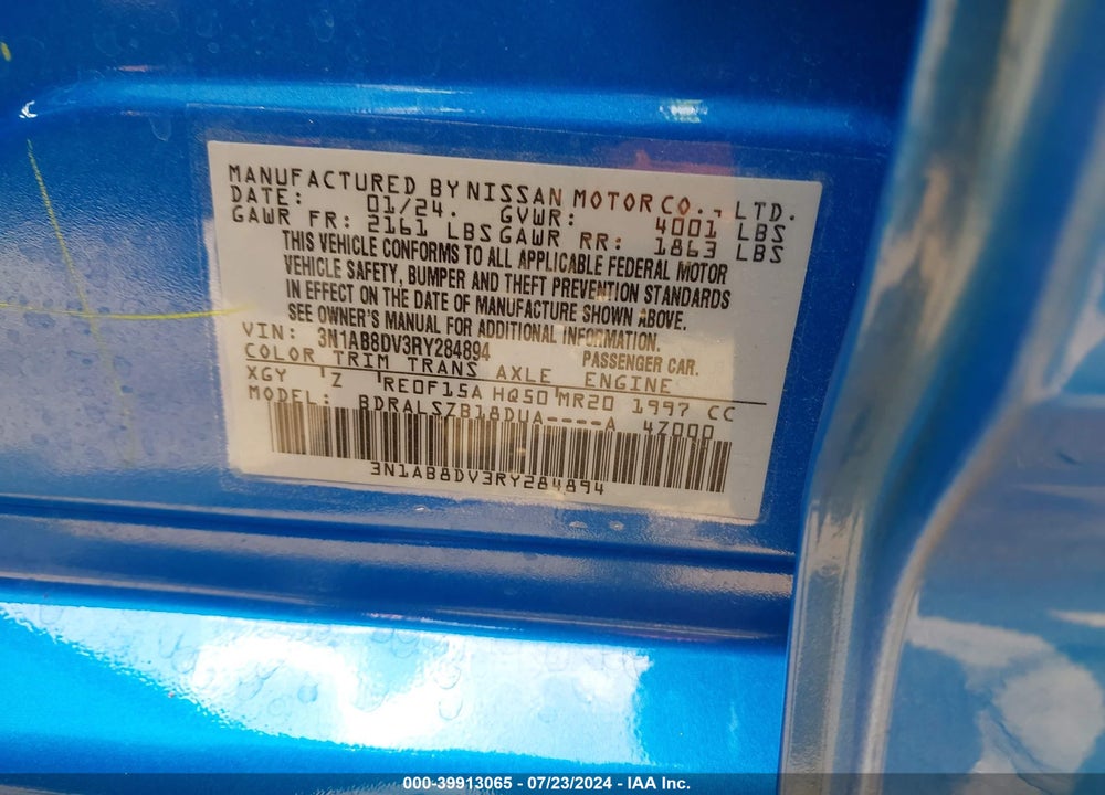2024 NISSAN SENTRA SR XTRONIC CVT VIN: 3N1AB8DV3RY284894