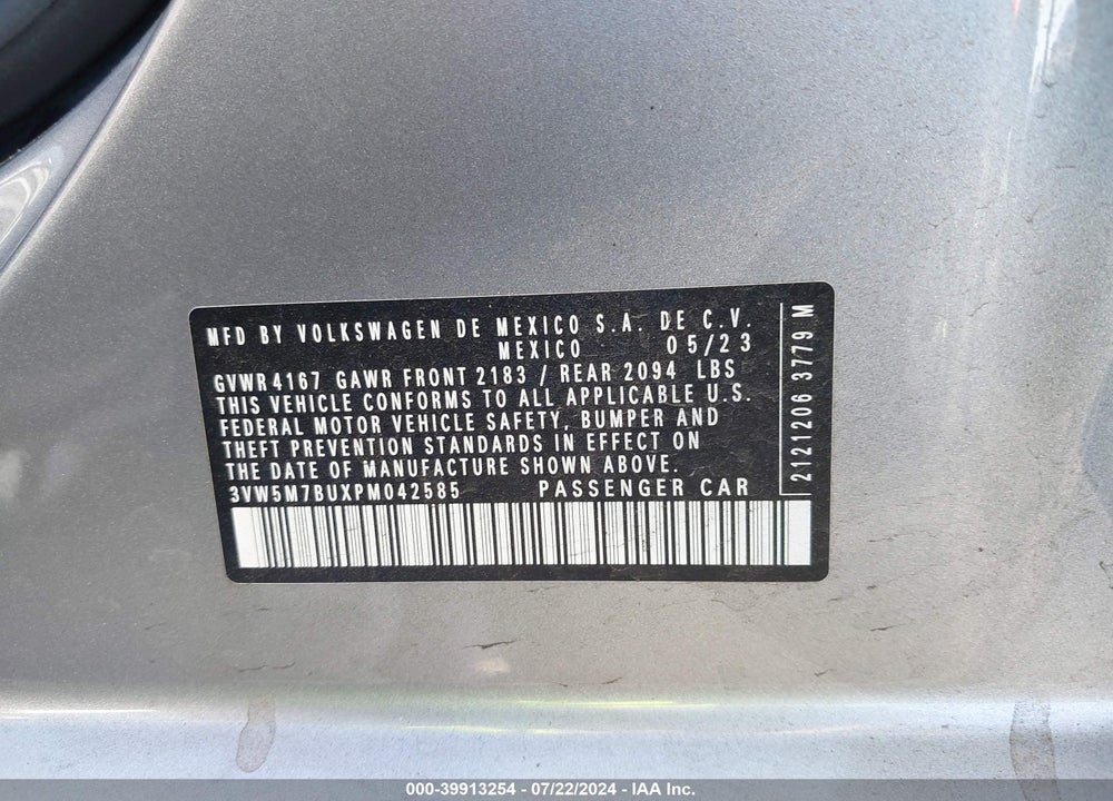 2023 VOLKSWAGEN JETTA 1.5T S VIN: 3VW5M7BUXPM042585