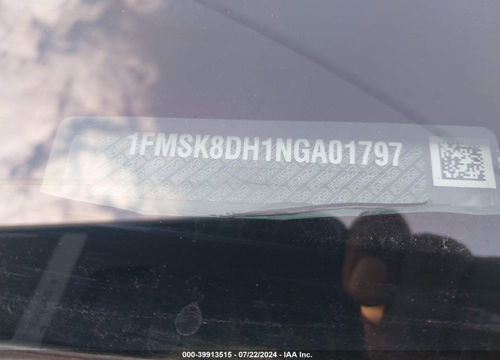 2022 FORD EXPLORER XLT VIN: 1FMSK8DH1NGA01797