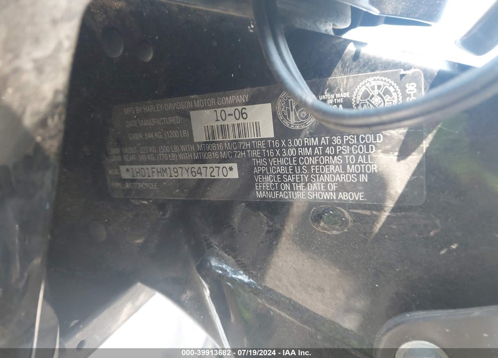 2007 HARLEY-DAVIDSON FLHPI VIN: 1HD1FHM197Y647270